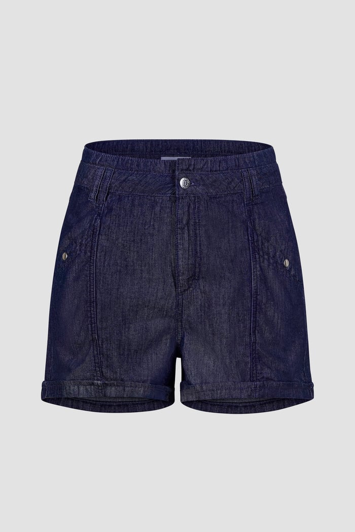 High-Waisted Denim Shorts With Button Details