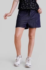High-Waisted Denim Shorts With Button Details