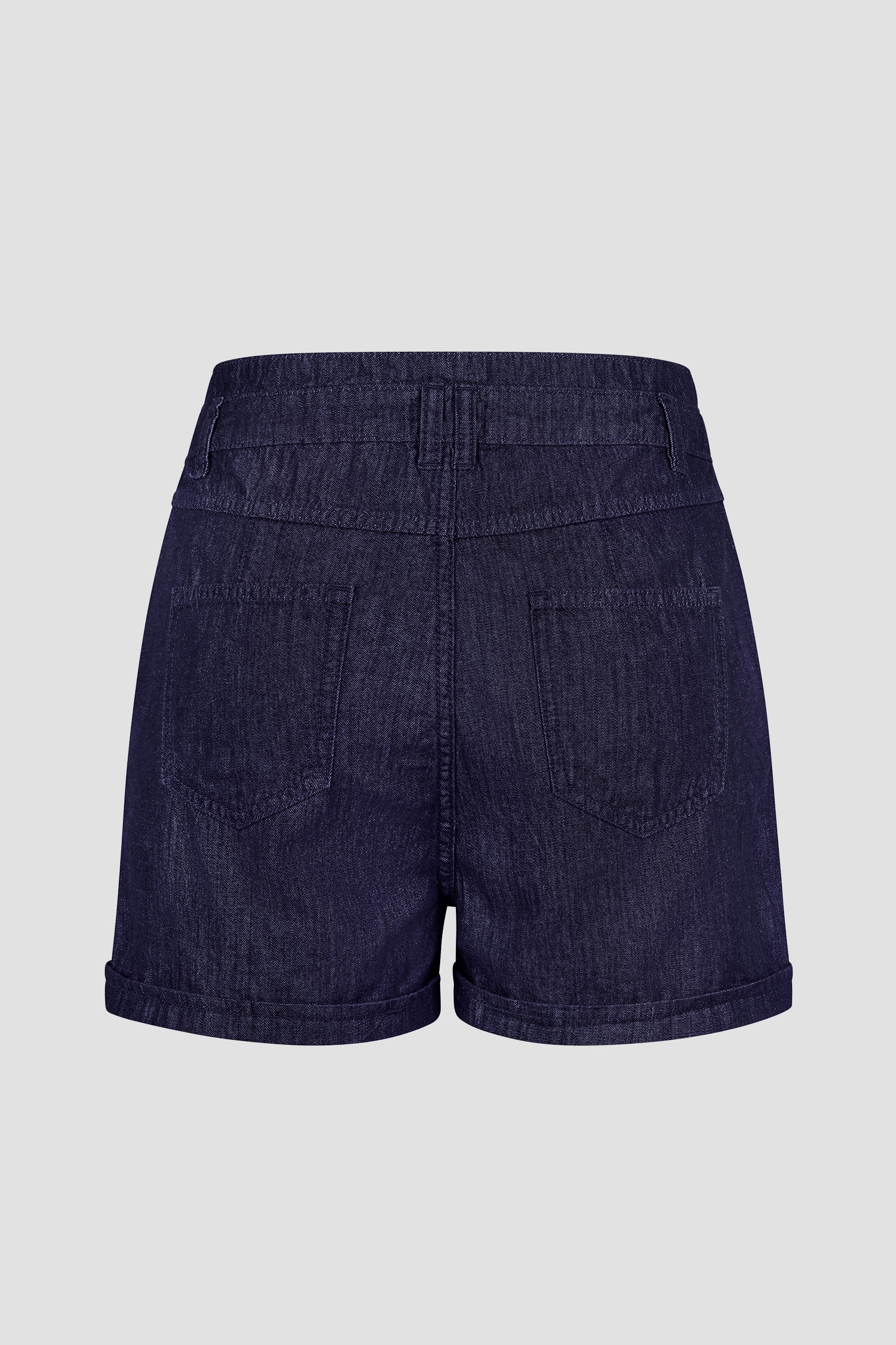 High-Waisted Denim Shorts With Button Details