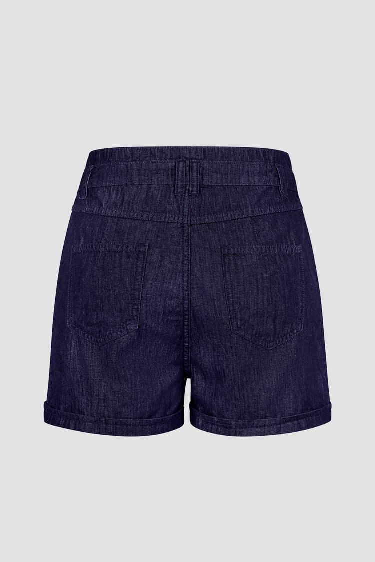 High-Waisted Denim Shorts With Button Details