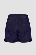 High-Waisted Denim Shorts With Button Details