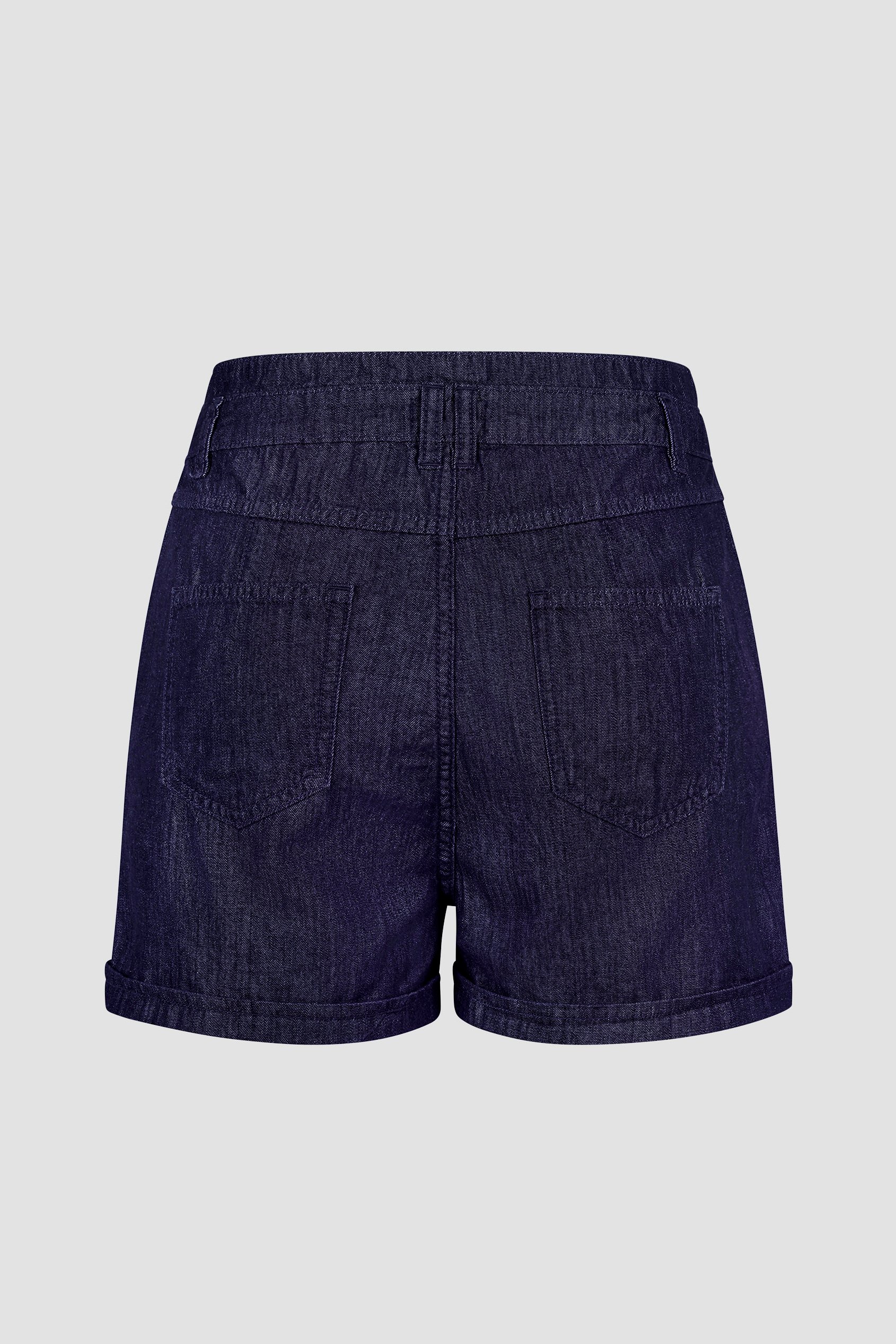 High-Waisted Denim Shorts With Button Details