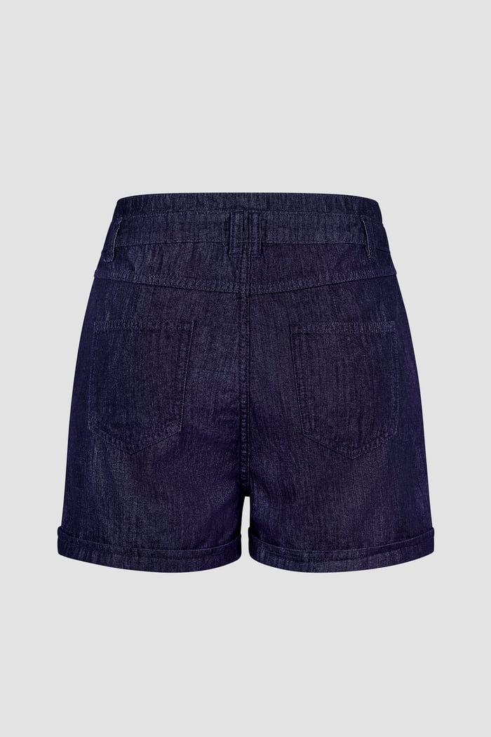 High-Waisted Denim Shorts With Button Details