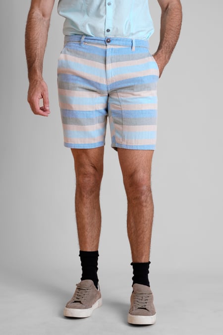 Men's Multicoloured Textured Striped Chino Short