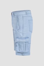 Light Blue Stretch Denim Cargo Shorts