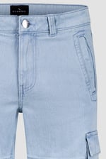 Light Blue Stretch Denim Cargo Shorts
