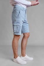 Light Blue Stretch Denim Cargo Shorts