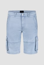 Light Blue Stretch Denim Cargo Shorts