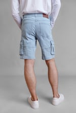 Light Blue Stretch Denim Cargo Shorts