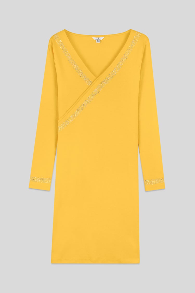 Womens Full Sleeve Embroidered Wrap Dress