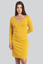 Womens Full Sleeve Embroidered Wrap Dress