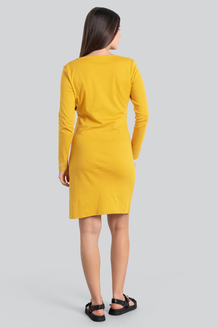 Womens Full Sleeve Embroidered Wrap Dress