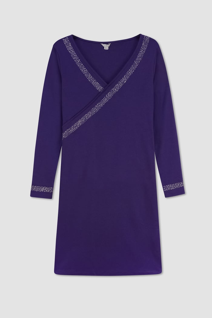Womens Full Sleeve Embroidered Wrap Dress