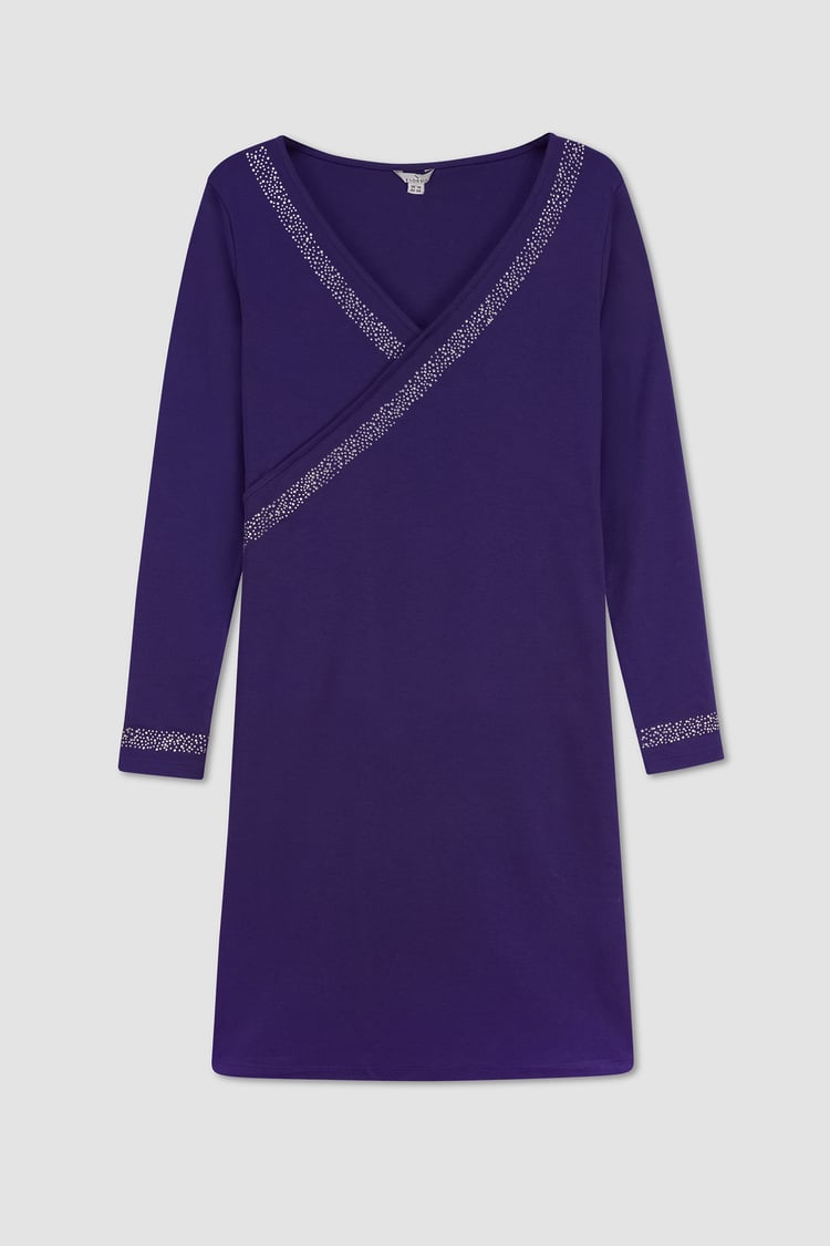 Womens Full Sleeve Embroidered Wrap Dress