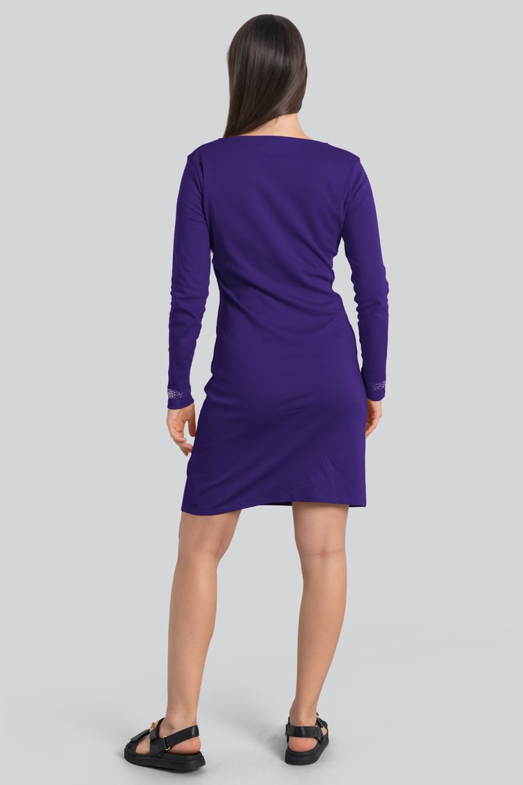 Womens Full Sleeve Embroidered Wrap Dress