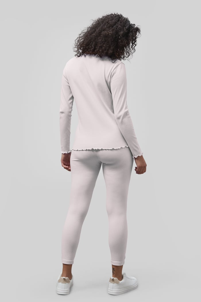 LS Picoting Ribbed T-Shirt & Leggings Set