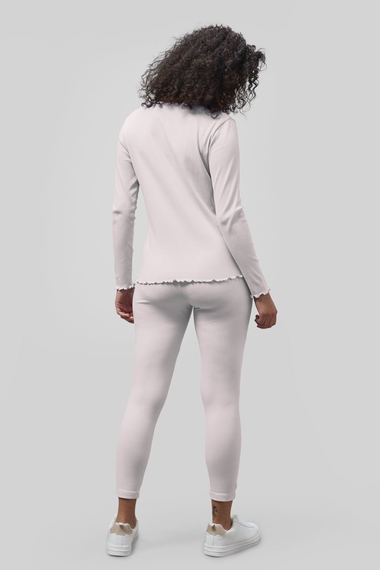 LS Picoting Ribbed T-Shirt & Leggings Set