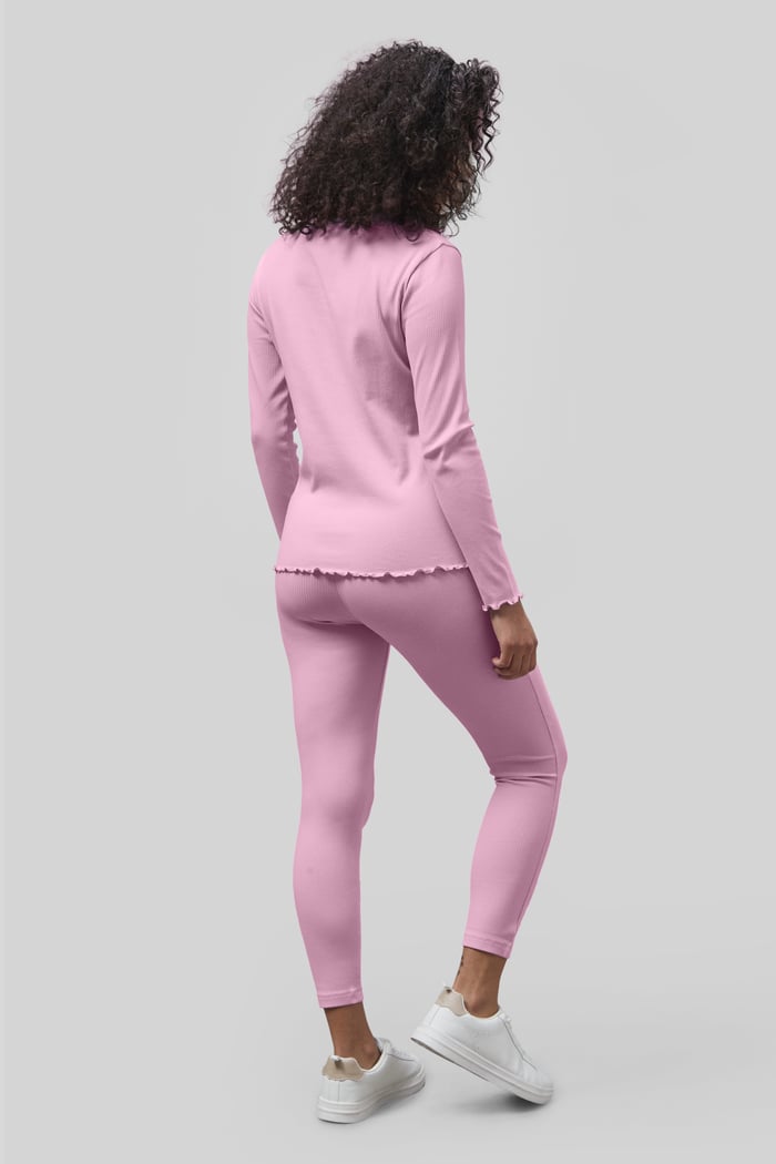 LS Picoting Ribbed T-Shirt & Leggings Set