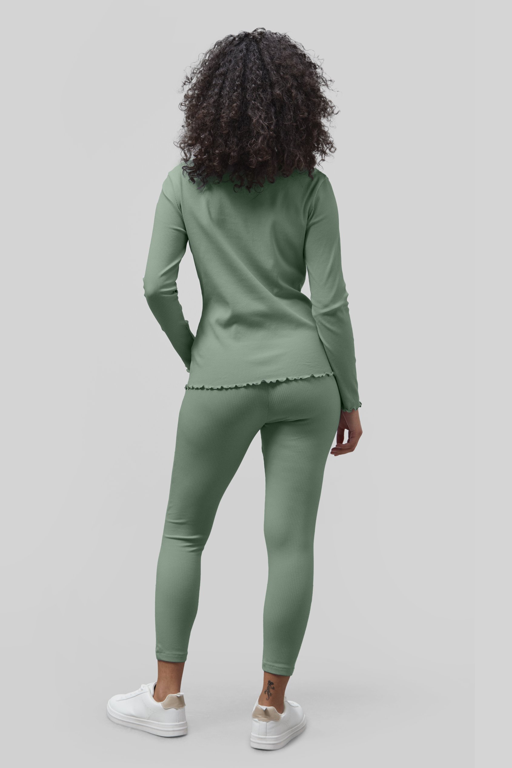 LS Picoting Ribbed T-Shirt & Leggings Set