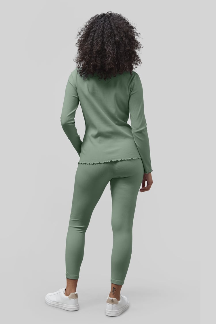 LS Picoting Ribbed T-Shirt & Leggings Set