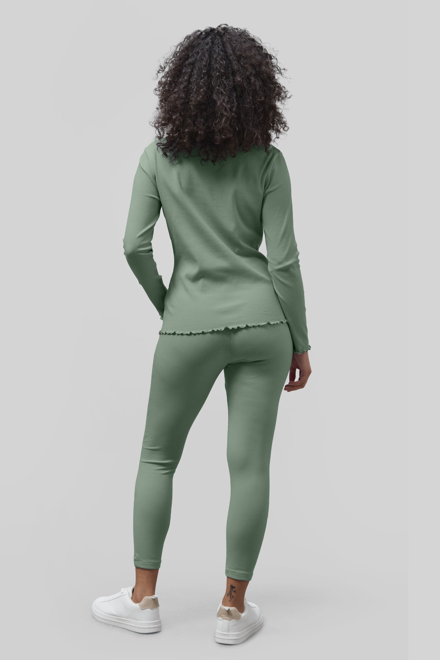 LS Picoting Ribbed T-Shirt & Leggings Set