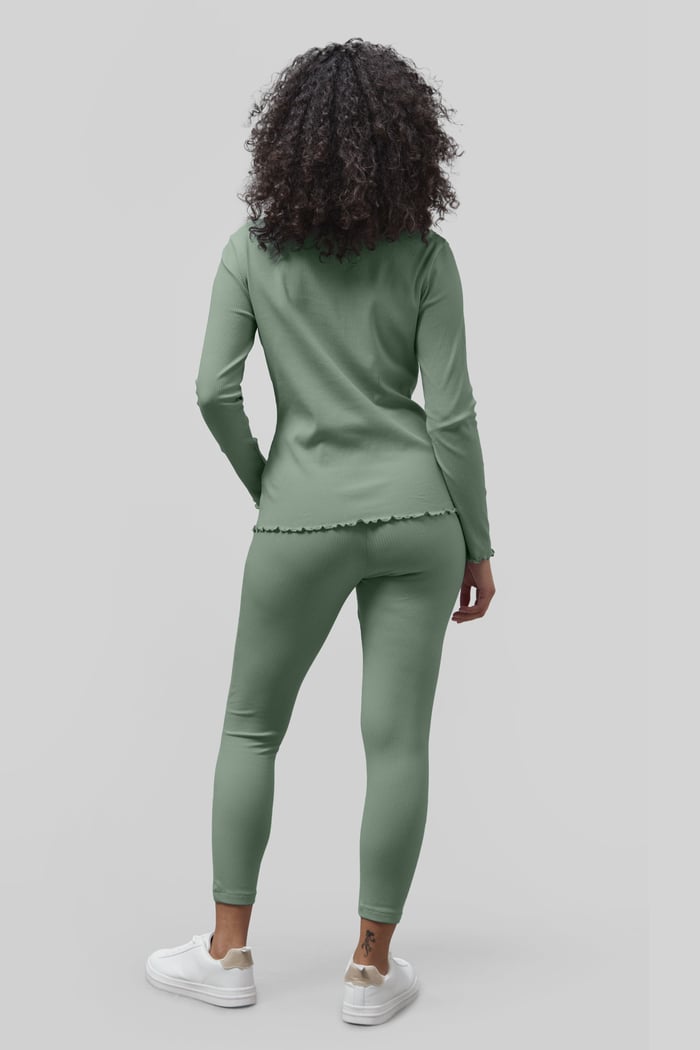 LS Picoting Ribbed T-Shirt & Leggings Set