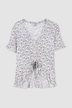 Short Ruffle Sleeve Cotton Printed Pyjamas Set