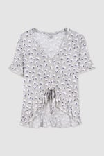 Short Ruffle Sleeve Cotton Printed Pyjamas Set