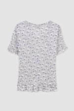 Short Ruffle Sleeve Cotton Printed Pyjamas Set