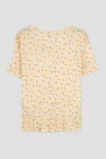 Short Ruffle Sleeve Cotton Printed Pyjamas Set