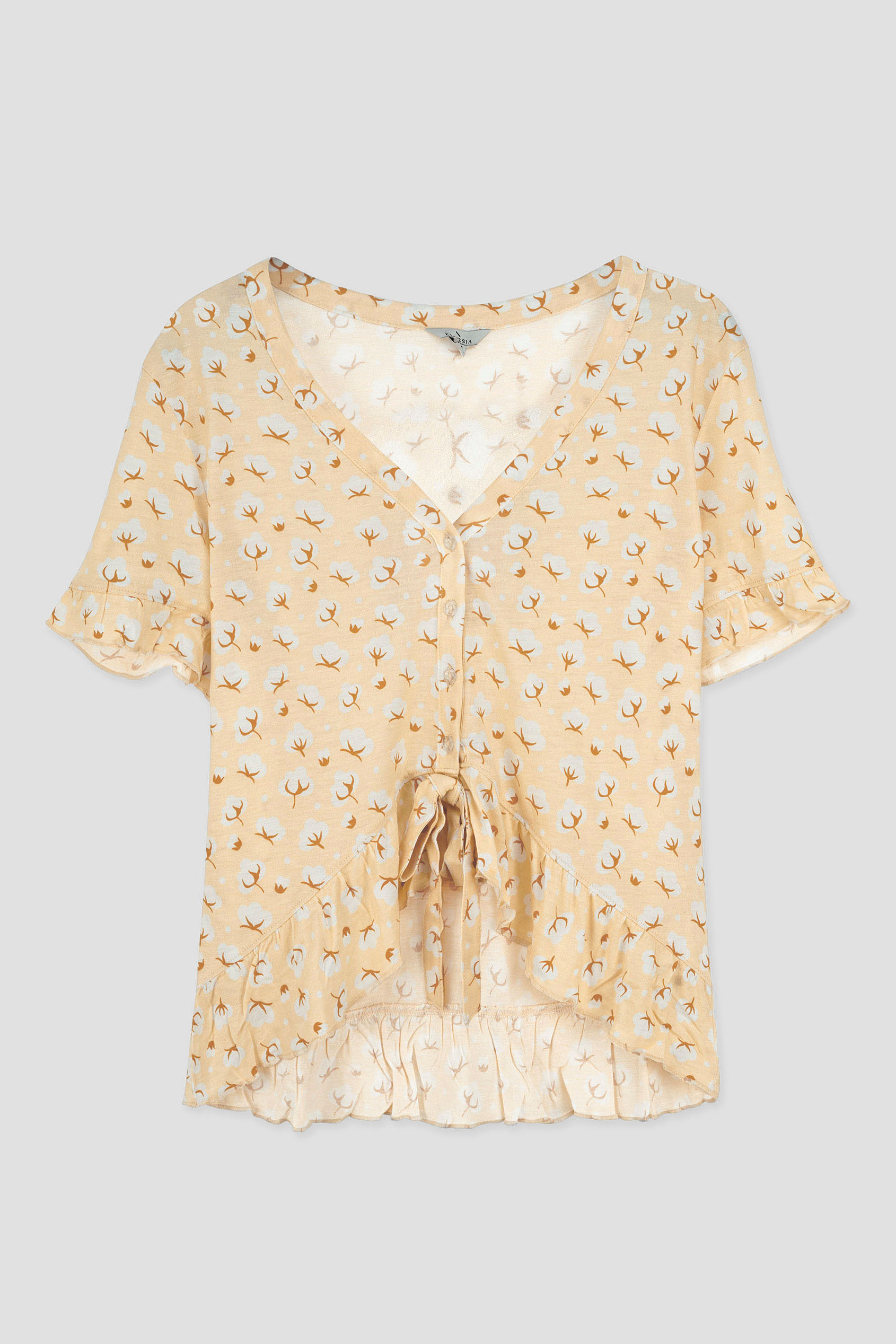 Short Ruffle Sleeve Cotton Printed Pyjamas Set