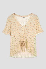 Short Ruffle Sleeve Cotton Printed Pyjamas Set