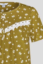 Butterfly Printed S/S Nightwear With Lacetrims