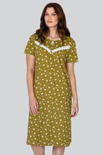 Butterfly Printed S/S Nightwear With Lacetrims