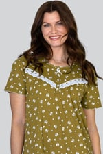 Butterfly Printed S/S Nightwear With Lacetrims