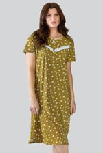 Butterfly Printed S/S Nightwear With Lacetrims