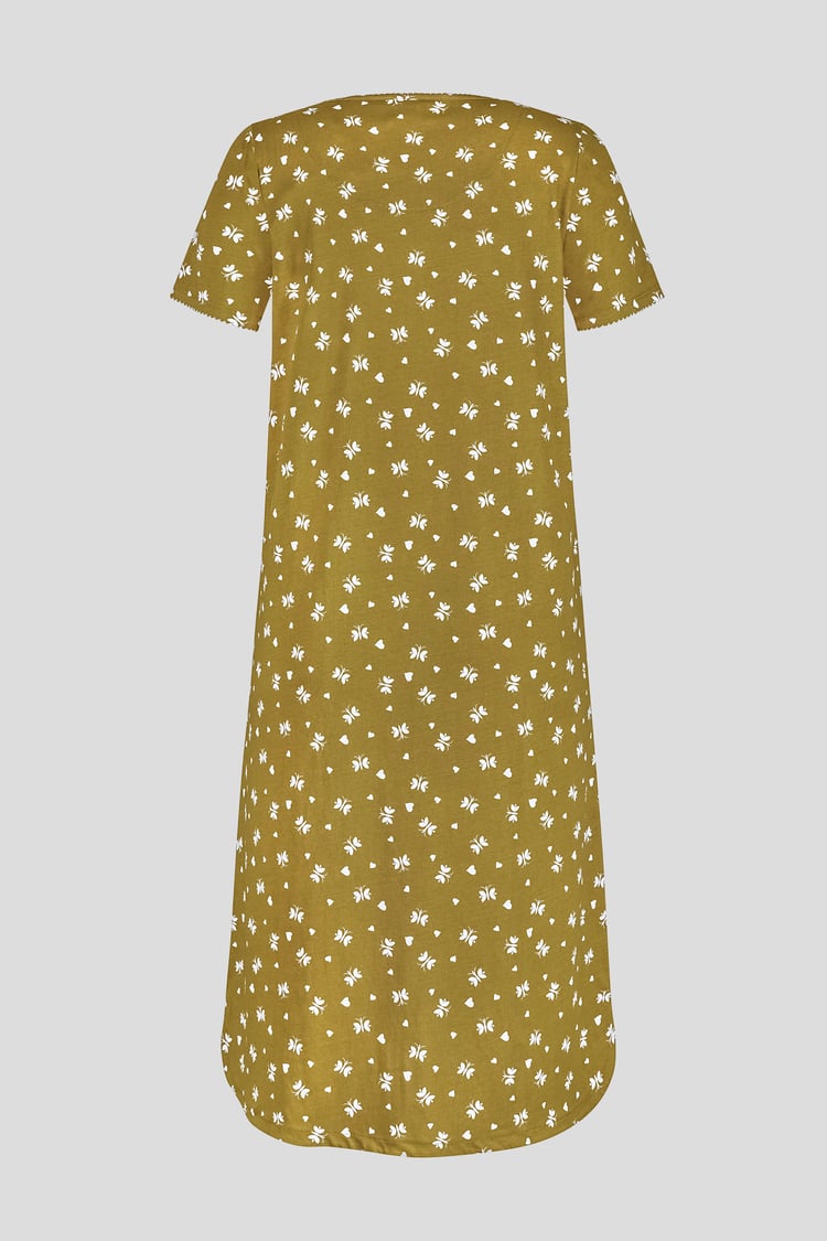 Butterfly Printed S/S Nightwear With Lacetrims