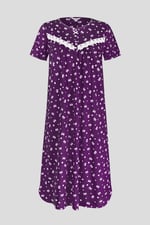 Butterfly Printed S/S Nightwear With Lacetrims
