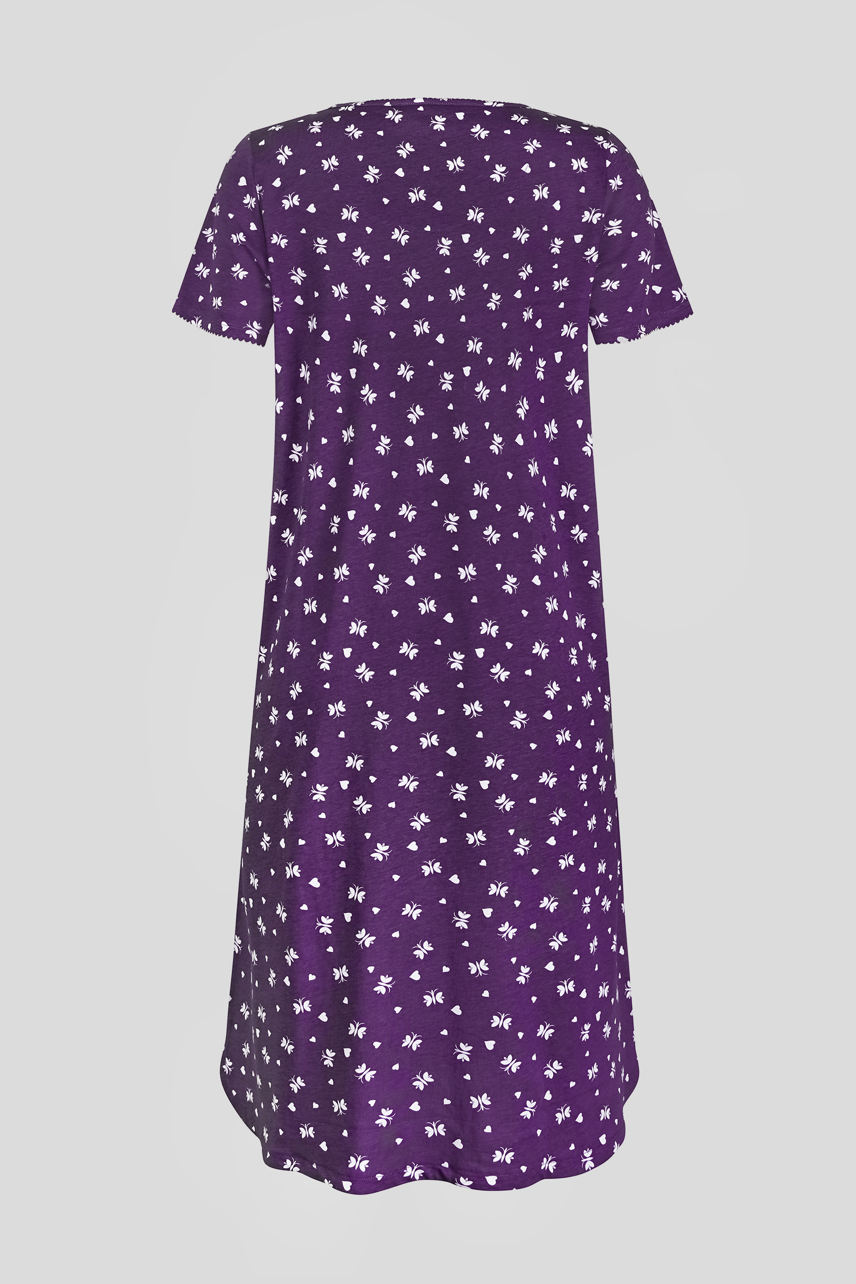 Butterfly Printed S/S Nightwear With Lacetrims