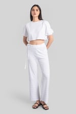 Wide Trouser And Crop Blouson Sleeve Top Set