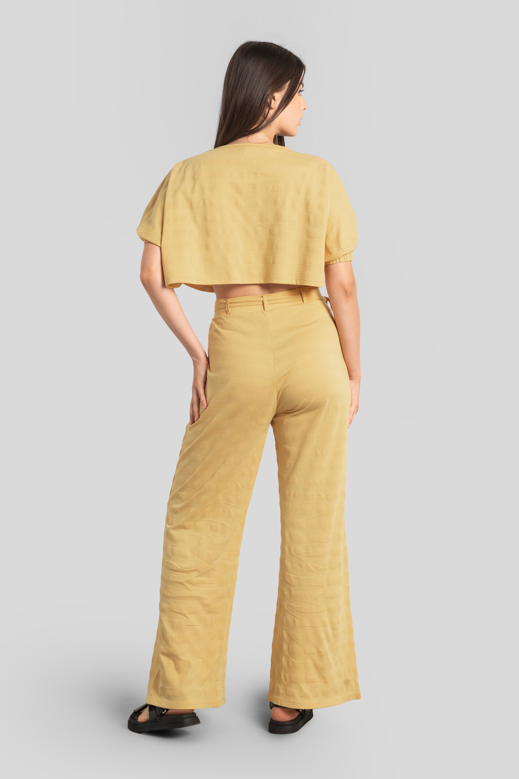 Wide Trouser And Crop Blouson Sleeve Top Set