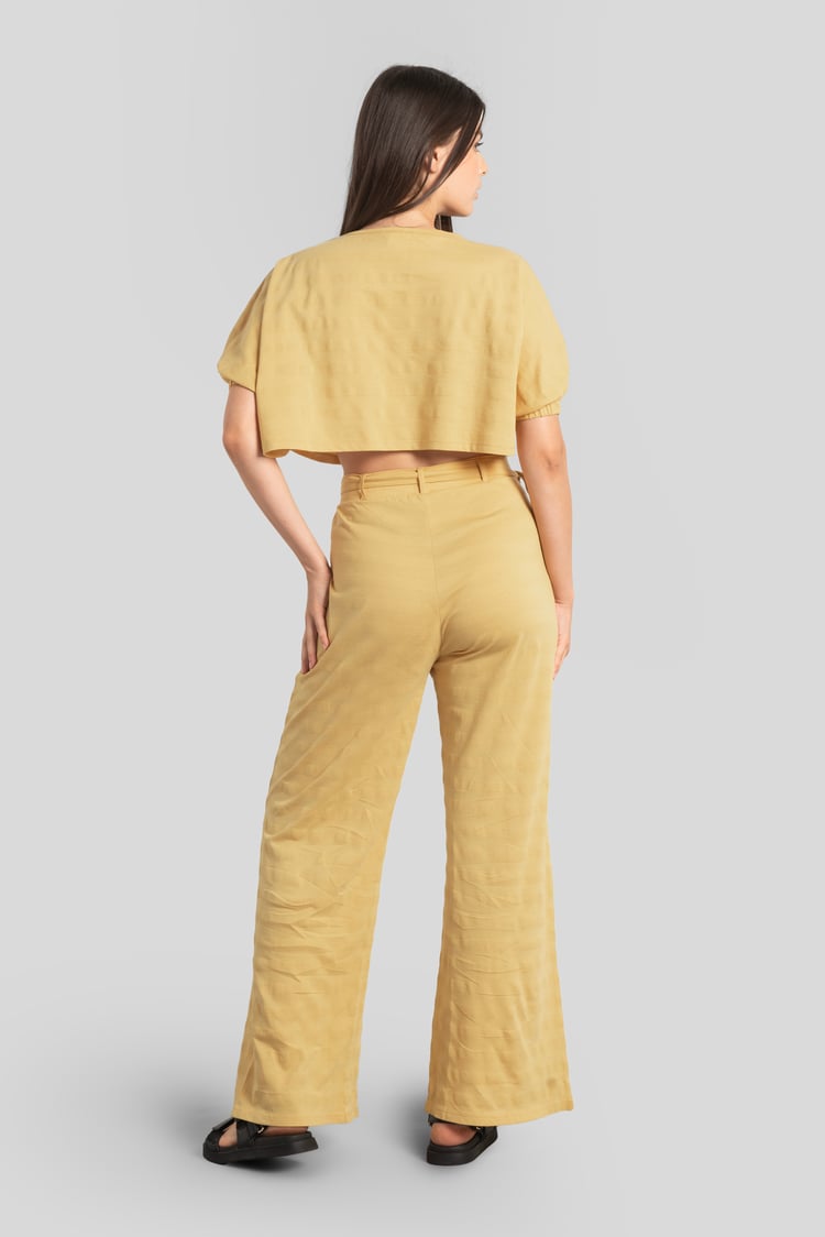 Wide Trouser And Crop Blouson Sleeve Top Set