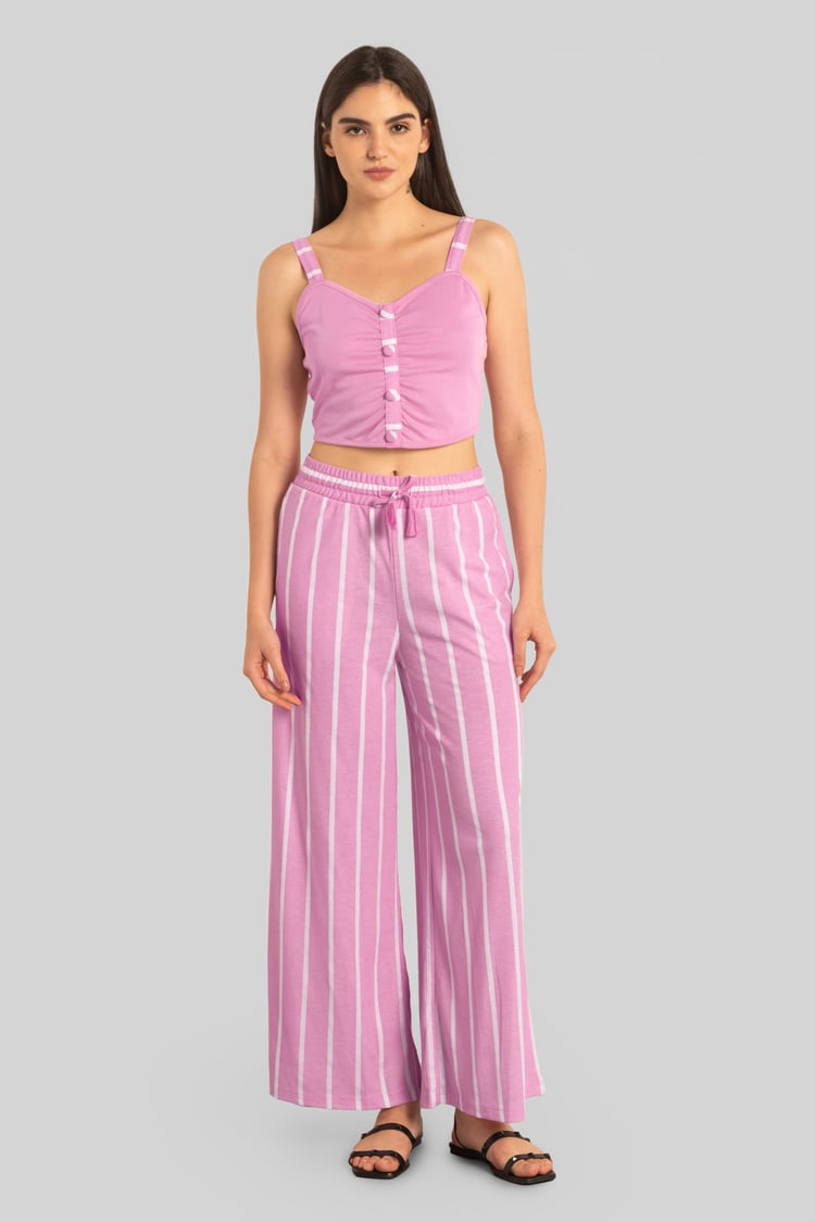 Striped Flare pant with Strappy Top Set