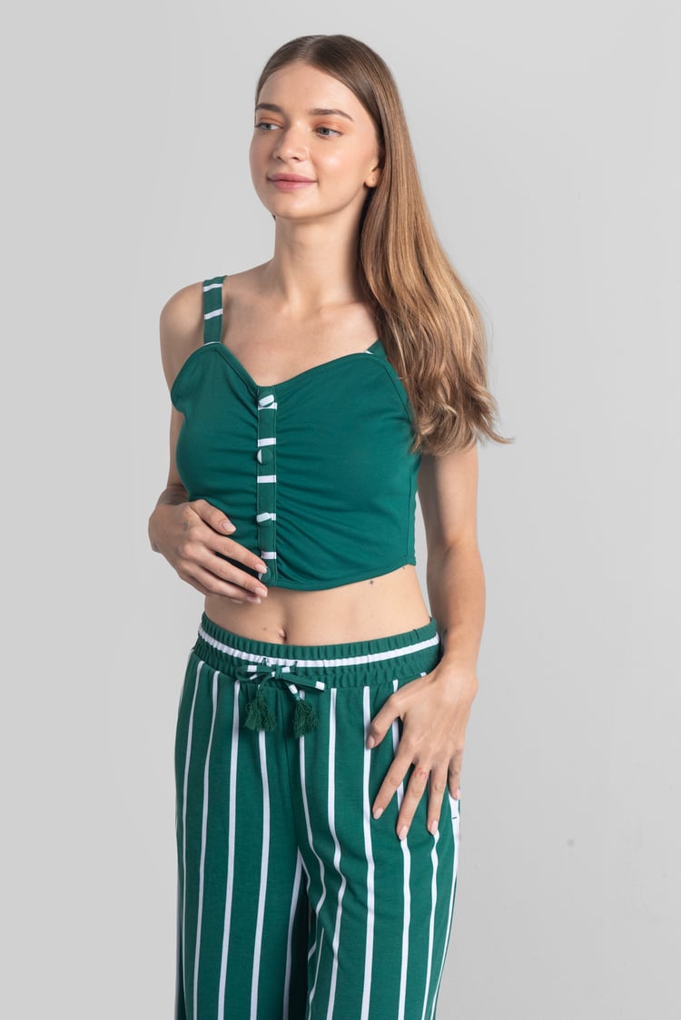 Striped Flare pant with Strappy Top Set