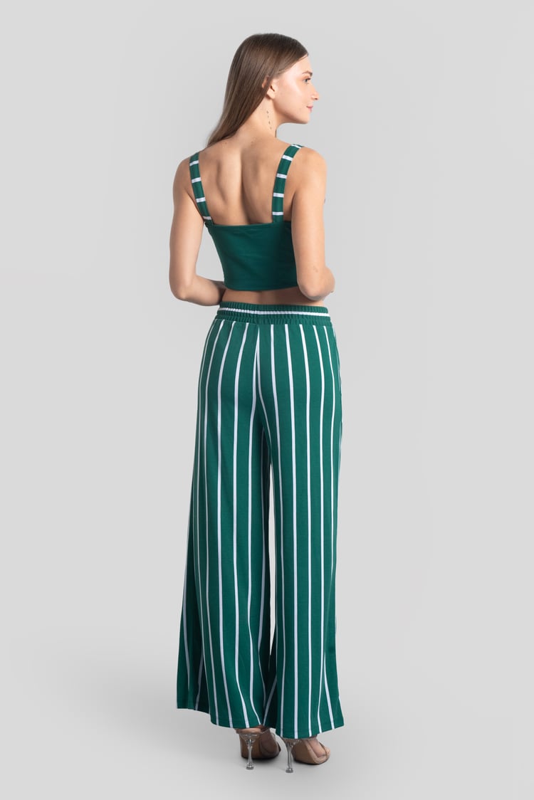 Striped Flare pant with Strappy Top Set
