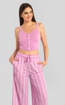 Striped Flare pant with Strappy Top Set