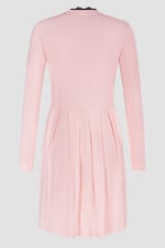 Ribbed Jersey Mini Dress With Lace Neck