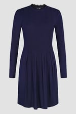 Ribbed Jersey Mini Dress With Lace Neck