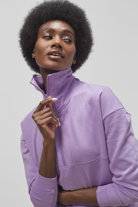 Purple Half Zip Pullover Lounge Set