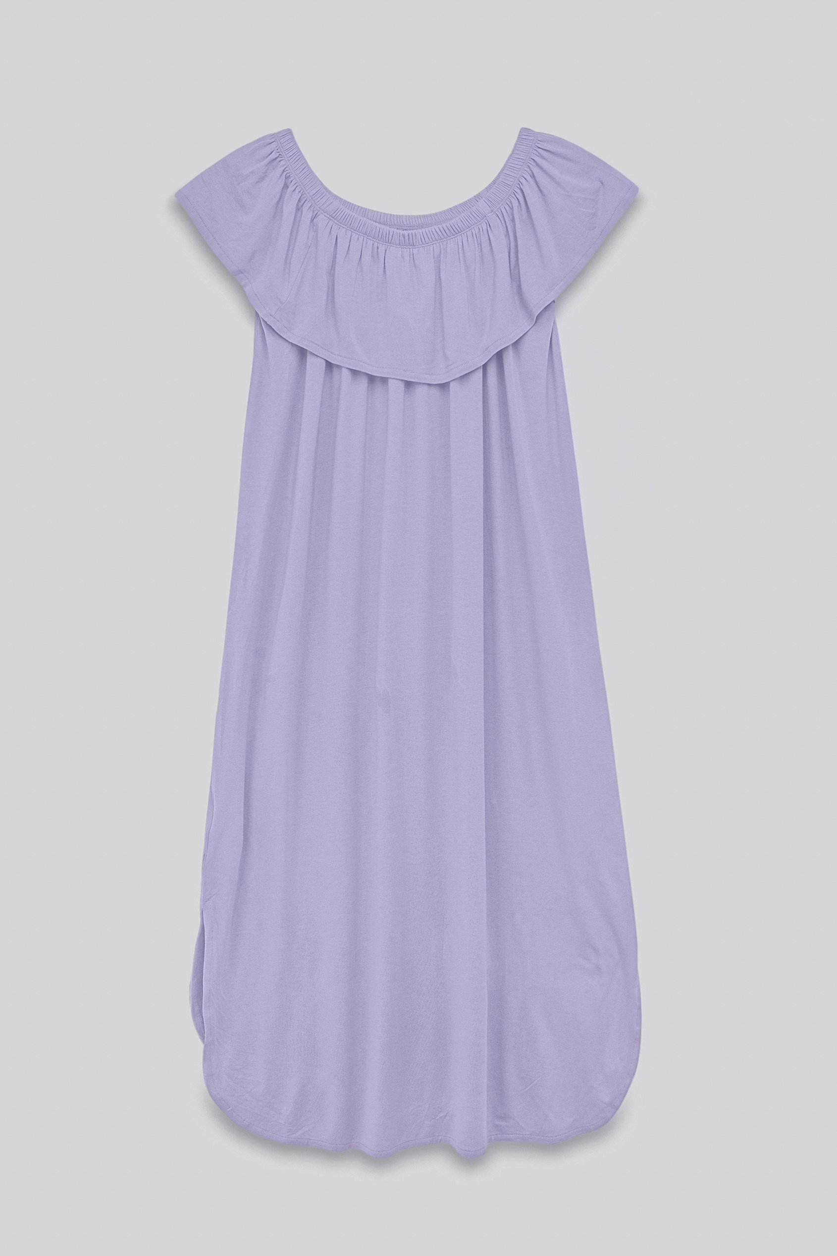 Off Shoulder Ruffle Jersey Dress